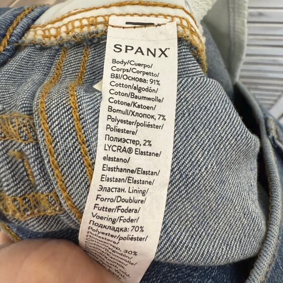 SPANX NEW Women's XL Seamed Front Wide Leg Stretch Jeans Pull On Vintage Indigo - Picture 9 of 14